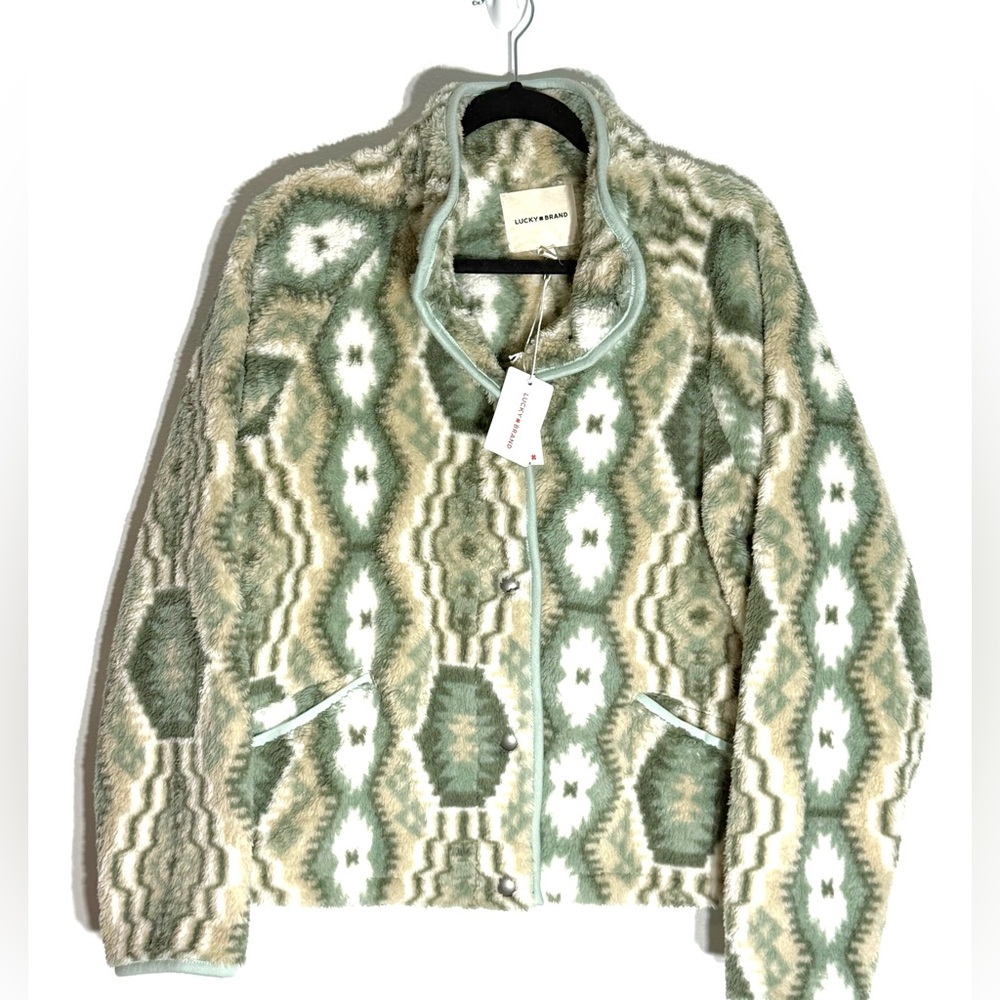 Lucky Brand Green Aztec Sherpa Jacket